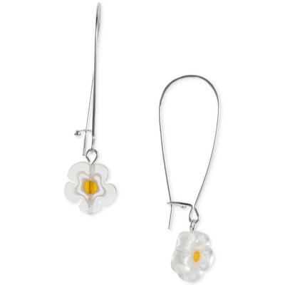 Colored Flower Threader Earrings