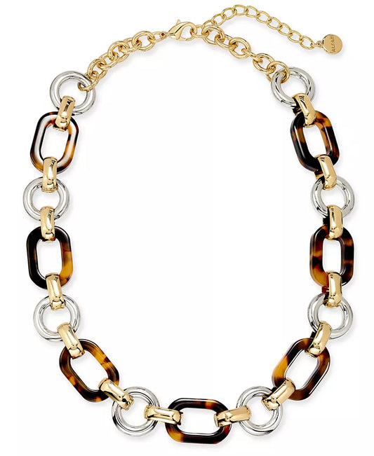 Two-Tone & Tortoise-Look Chain Link Collar Necklace