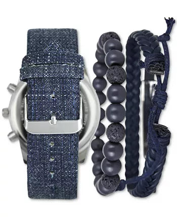 INC Blue Denim Strap Watch & 3-pc Bracelet Set