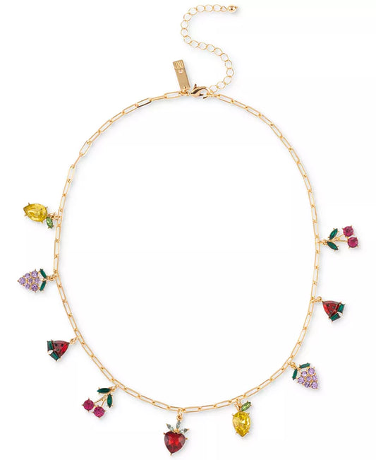 Gold-Tone Mixed Stone Fruit Shaky Charm Necklace