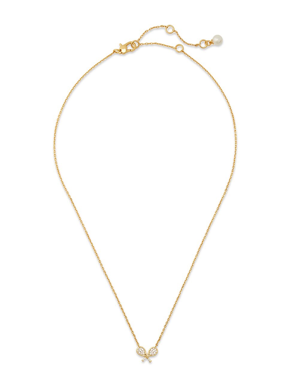 “Queen Of The Court” Gold-Tone Pavé Mini Tennis Pendant Necklace