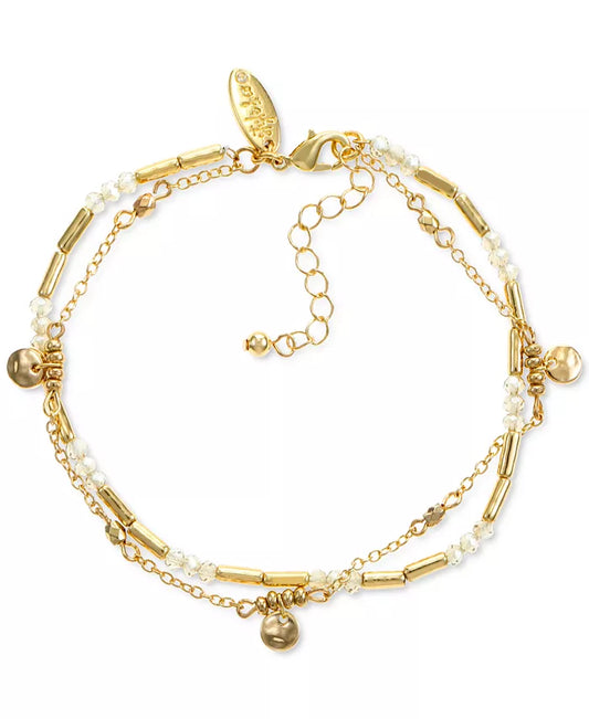 Style & Co. Bar, Disc, & Bead Double-Row Anklet