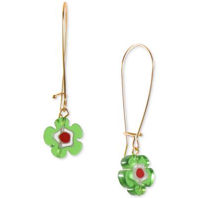 Colored Flower Threader Earrings