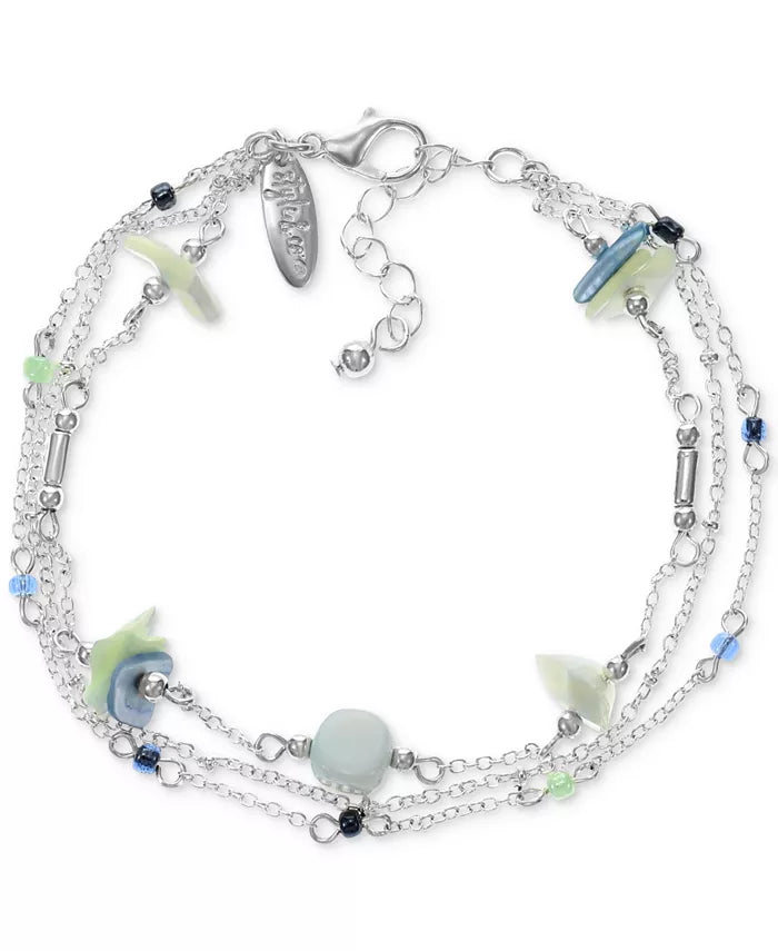 Style & Co. Silver-Tone Mixed Bead Multi-Row Anklet